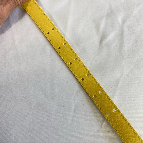 Pale Yellow Double Buckle Prong Thin Belt 3/4” - Picture 3 of 6